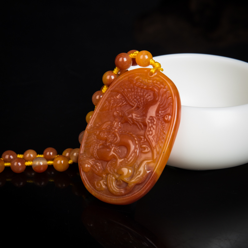 山料黄龙玉龙凤呈祥吊坠-红掌柜