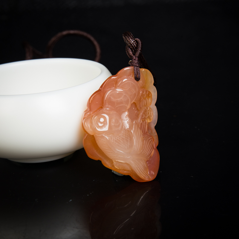 西瓜红黄龙玉金玉满堂吊坠-红掌柜