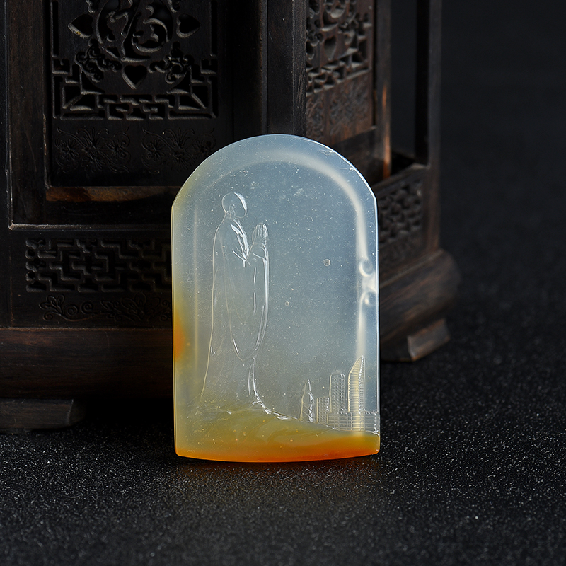 山料浅黄黄龙玉悟道吊坠-红掌柜