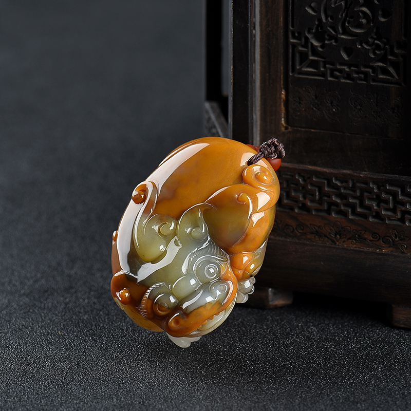山料黄龙玉貔貅吊坠-红掌柜