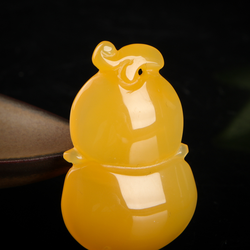 龙陵山料鸡油黄黄龙玉福禄吊坠-红掌柜