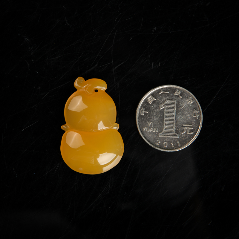 龙陵鸡油黄黄龙玉福禄吊坠-红掌柜