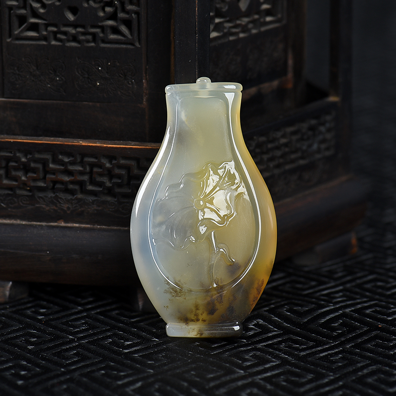 浅黄黄龙玉水草花吊坠-红掌柜