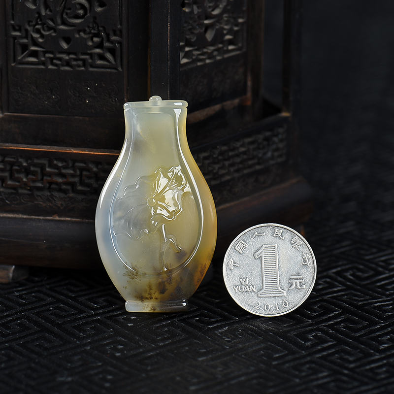 天然黄龙玉水草花吊坠-红掌柜