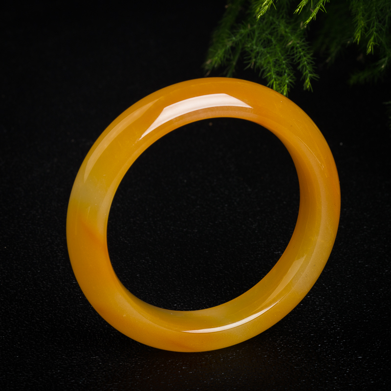 云南天然山料鸡油黄黄龙玉手镯-红掌柜