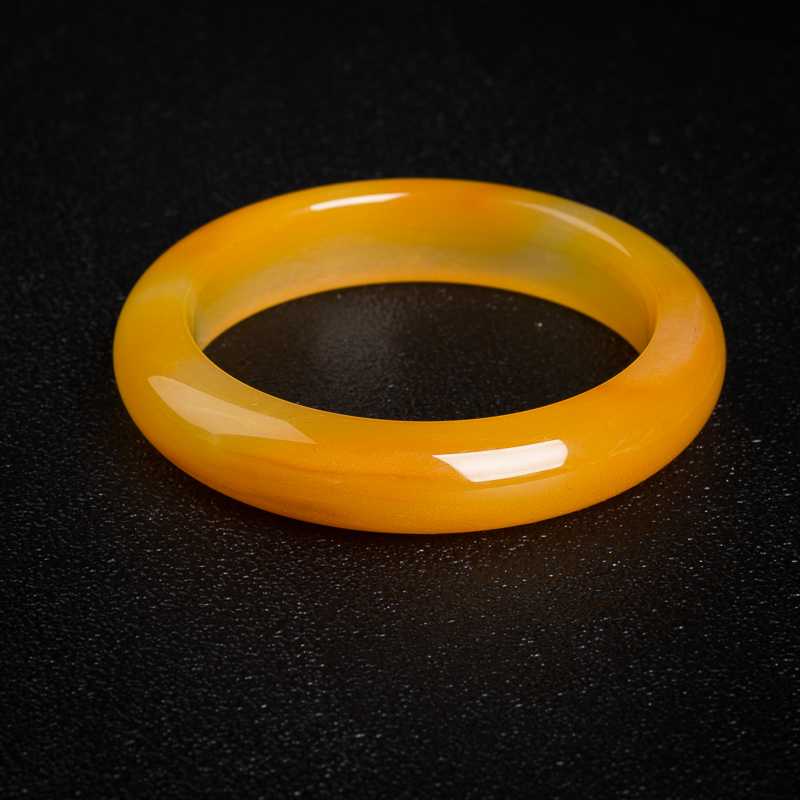 云南天然鸡油黄黄龙玉手镯-红掌柜