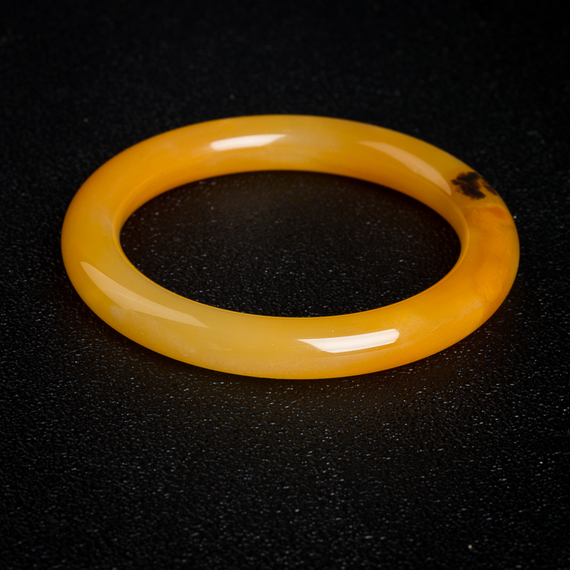 云南天然山料黄龙玉圆镯-红掌柜