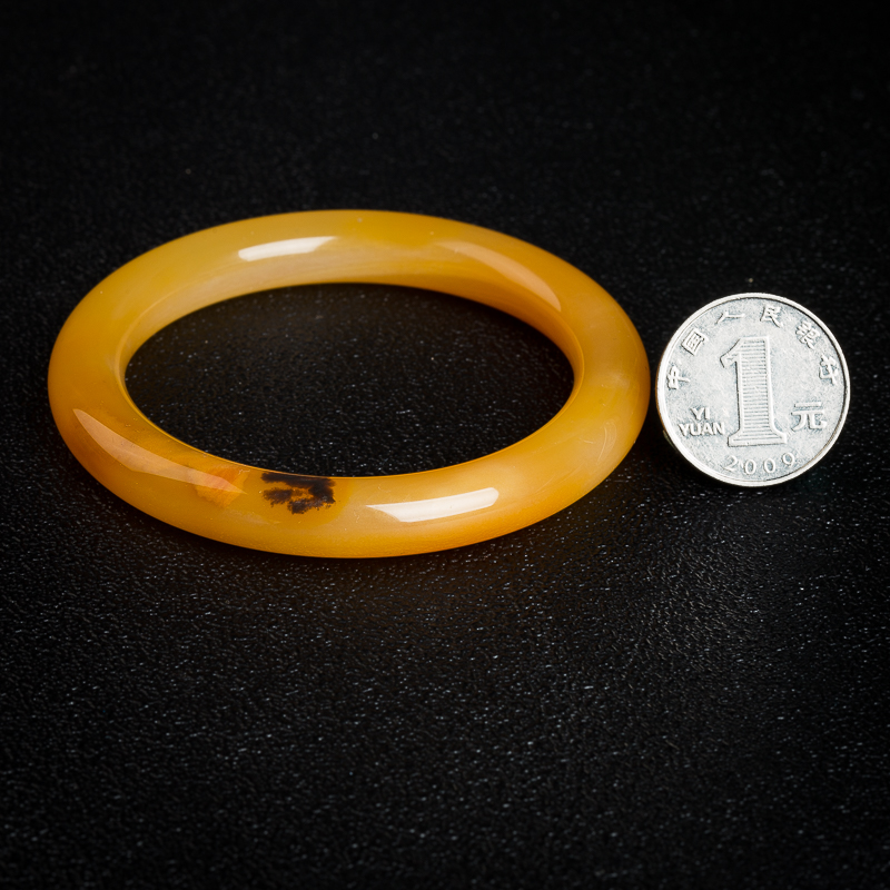山料俏色黄龙玉圆镯-红掌柜