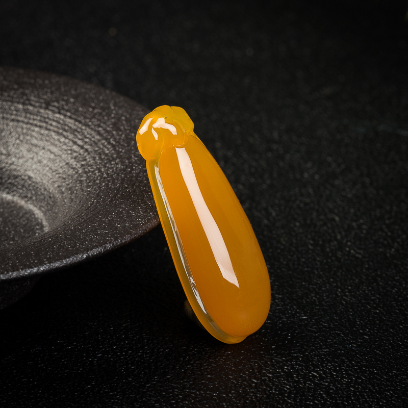 山料鸡油黄黄龙玉福瓜吊坠-红掌柜