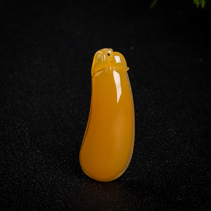 天然山料鸡油黄黄龙玉福瓜吊坠-红掌柜