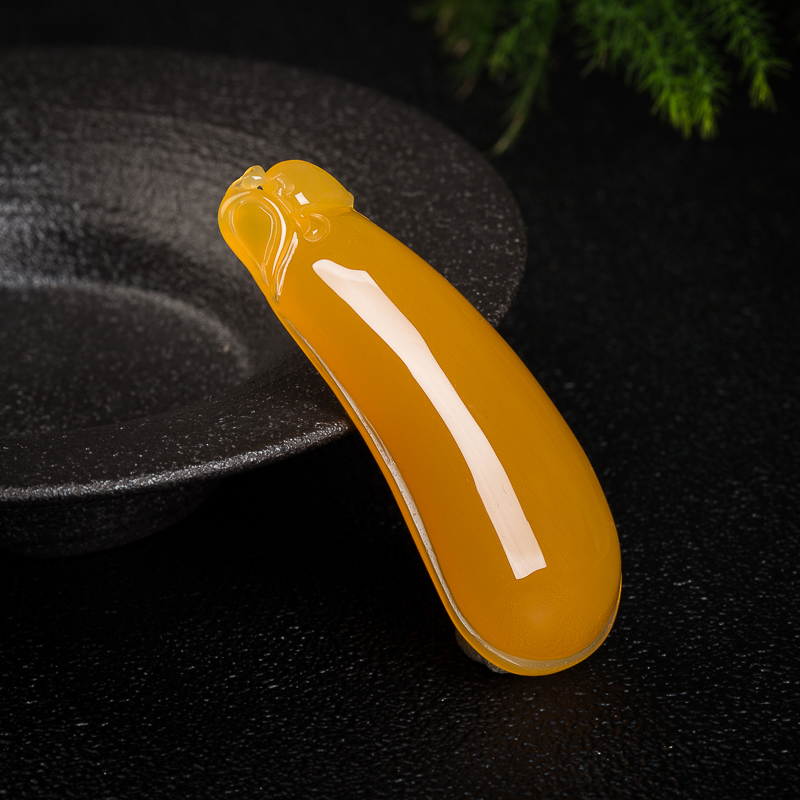 山料鸡油黄黄龙玉福瓜吊坠-红掌柜