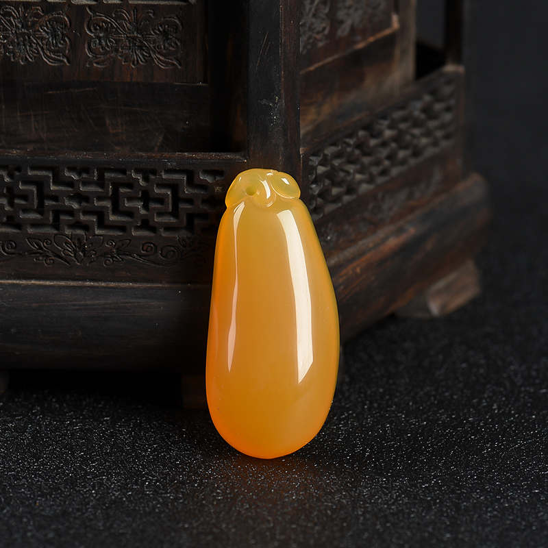 山料鸡油黄黄龙玉福瓜吊坠-红掌柜