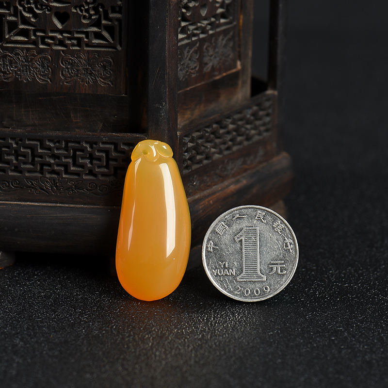 山料鸡油黄黄龙玉福瓜挂坠-红掌柜