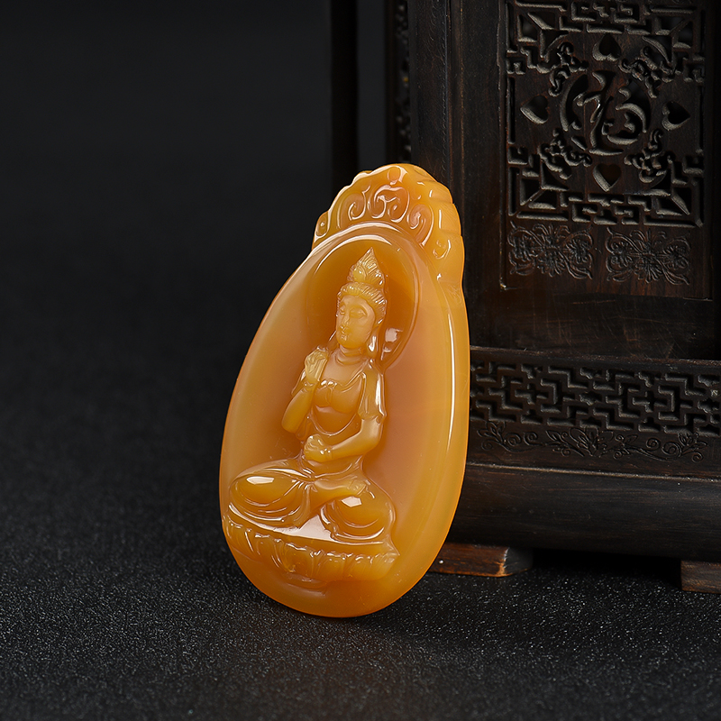 山料黄龙玉观音吊坠-红掌柜