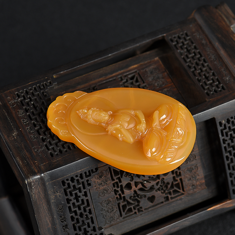 天然黄龙玉观音吊坠-红掌柜