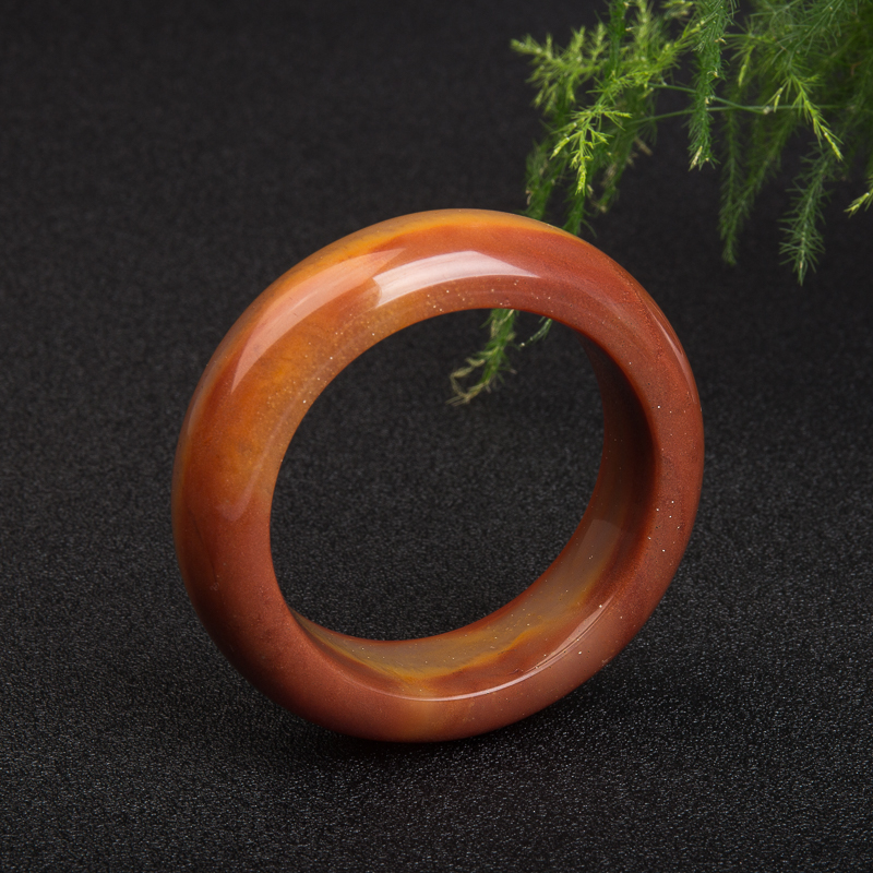 龙陵天然山料鸡血红黄龙玉手镯-红掌柜