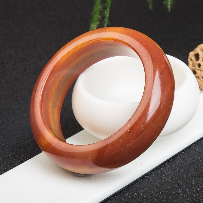 龙陵山料鸡血红黄龙玉手镯-红掌柜