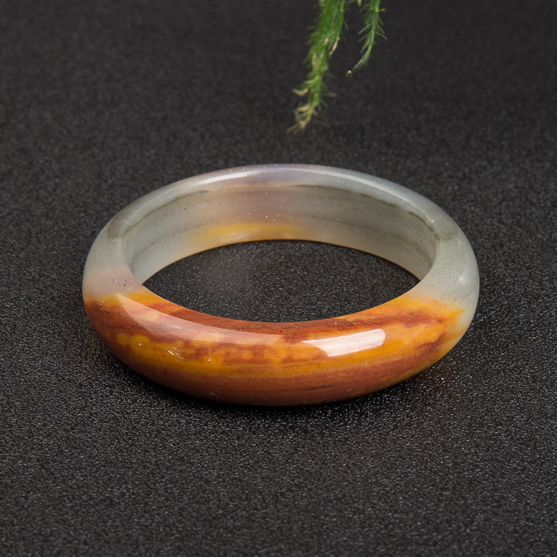 云南天然俏色黄龙玉手镯-红掌柜