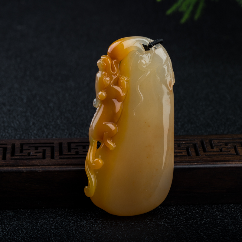 黄龙玉福寿双全吊坠-红掌柜