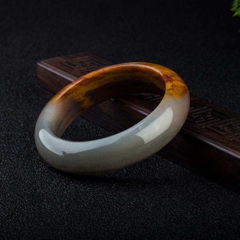 黑金沙料黄龙玉手镯-红掌柜