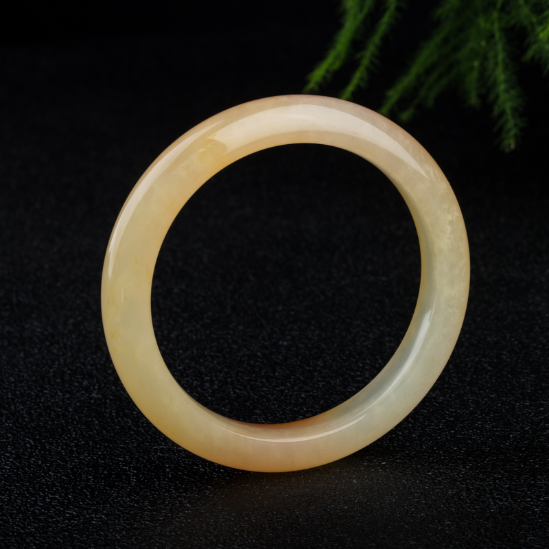 56mm山料俏色黄龙玉手镯-红掌柜