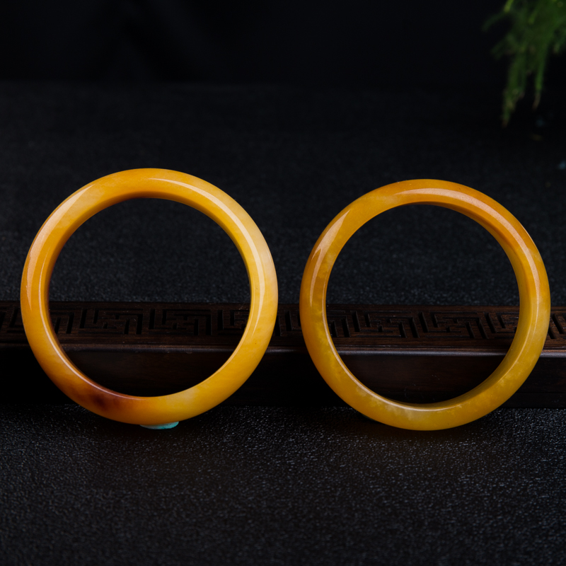 山料棕黄黄龙玉平安对镯-红掌柜