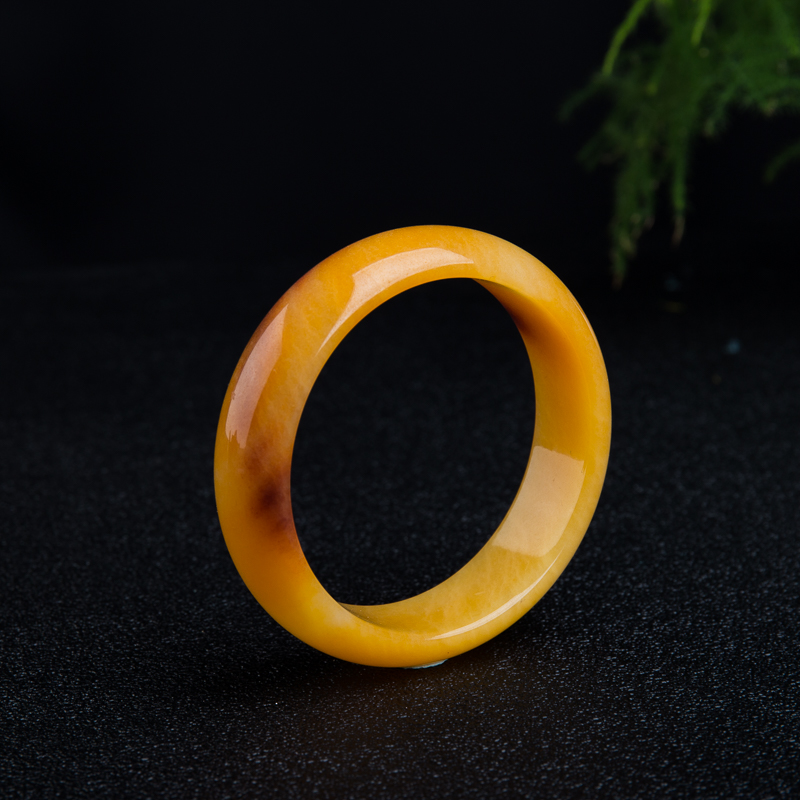 棕黄黄龙玉平安对镯-红掌柜