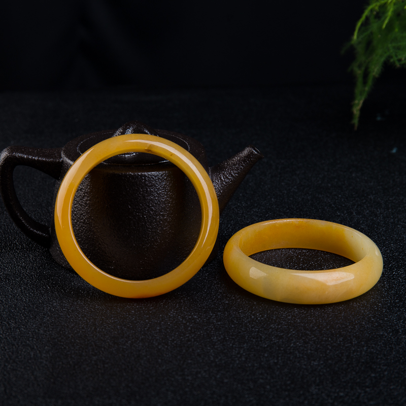 山料棕黄黄龙玉平安对镯-红掌柜