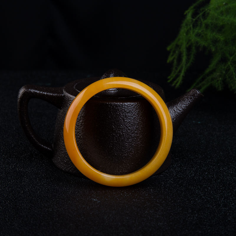 山料棕黄黄龙玉平安镯-红掌柜