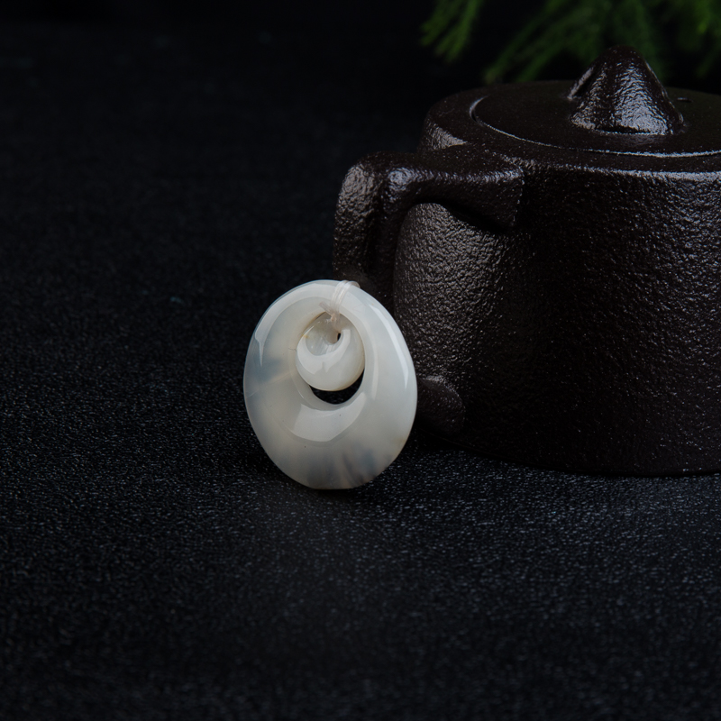 山料黄龙玉水草花平安扣吊坠-红掌柜