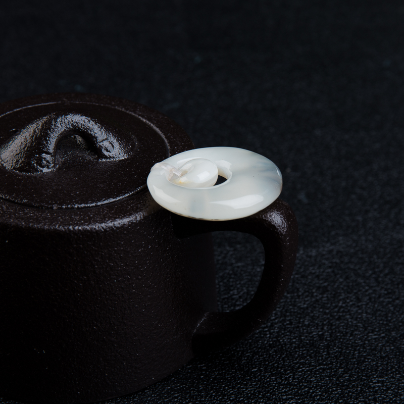 天然黄龙玉水草花平安扣吊坠-红掌柜