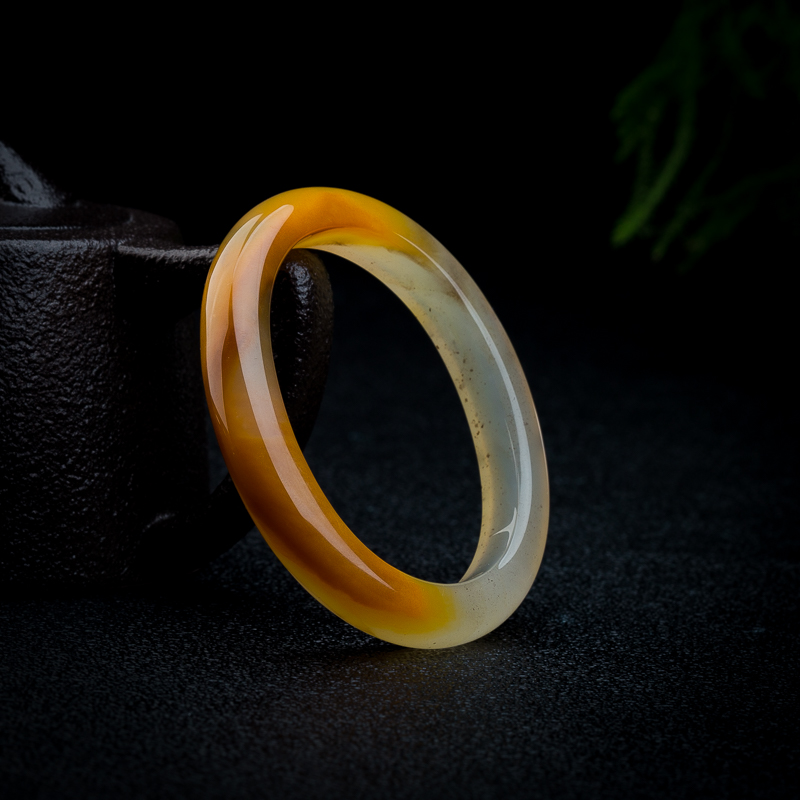 天然黄龙玉水草花贵妃镯-红掌柜