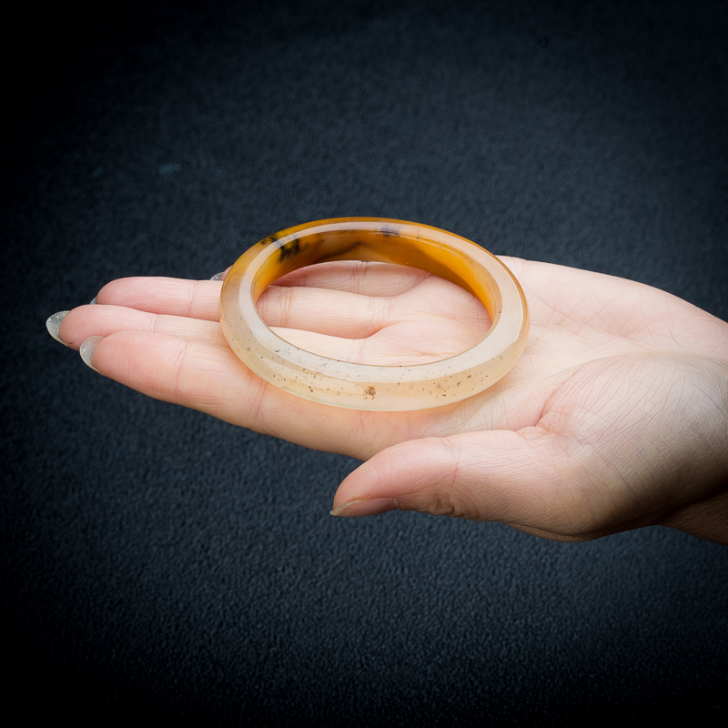 天然黄龙玉水草花贵妃镯-红掌柜