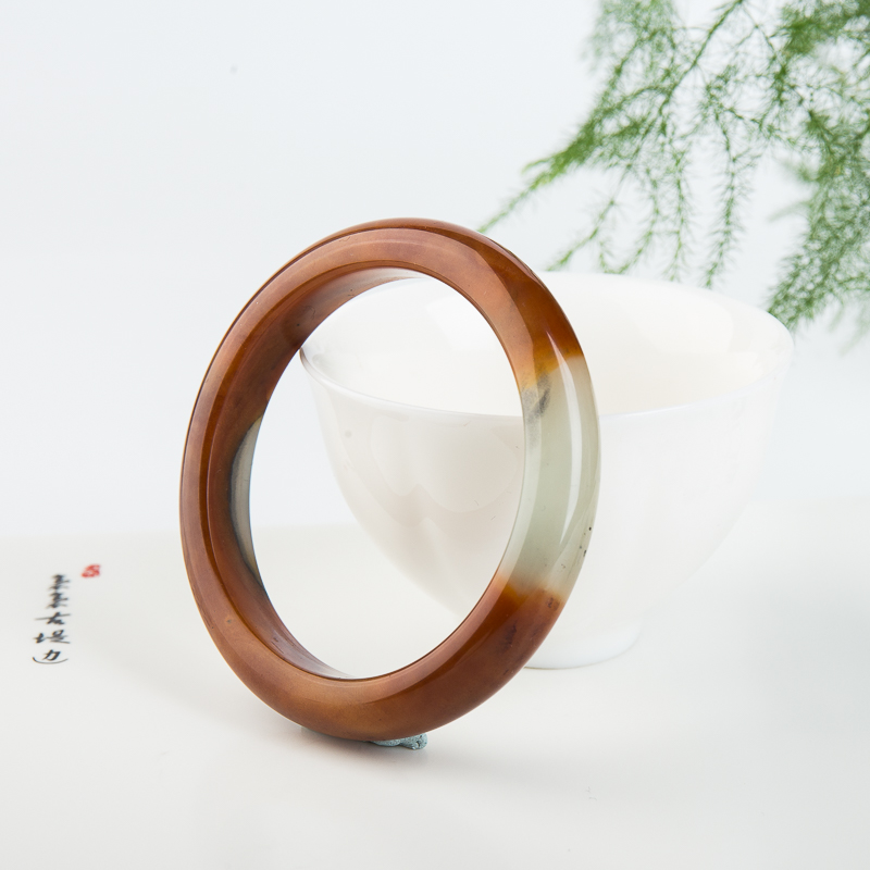 俏色黄龙玉平安镯-红掌柜