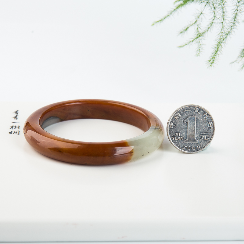 山料俏色黄龙玉平安镯-红掌柜