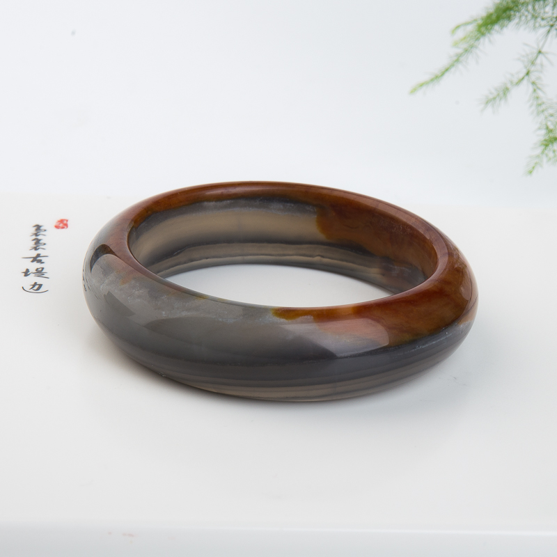 黑金沙料俏色黄龙玉镯-红掌柜