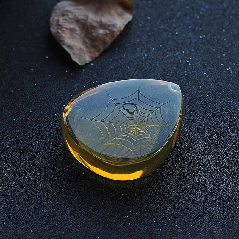 墨西哥蓝珀一往情深挂件-红掌柜