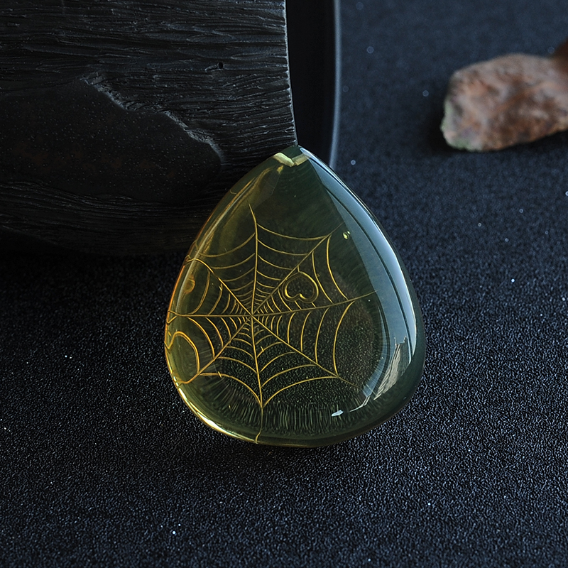 墨西哥蓝珀一往情深挂件-红掌柜