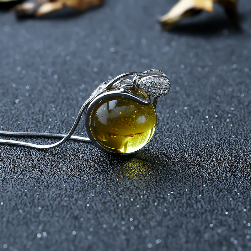 银镶金珀转运珠 - 红掌柜珠宝