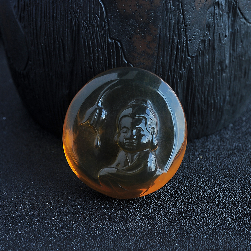 童子佛金珀吊坠-红掌柜