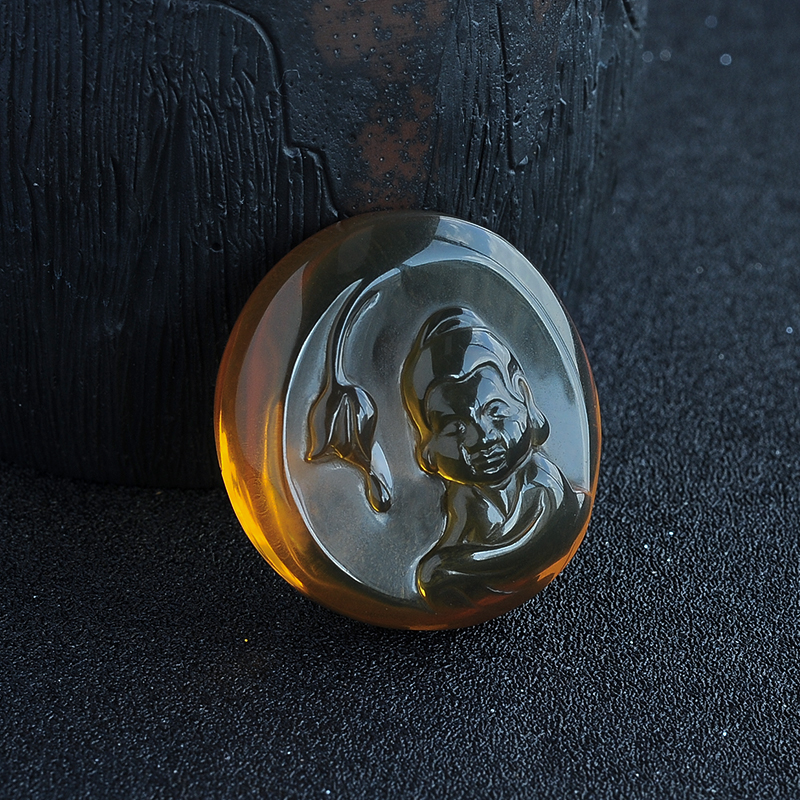 童子佛金珀吊坠-红掌柜