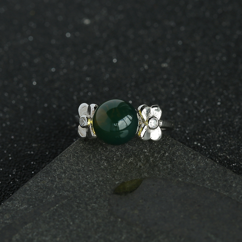 蓝珀银戒指-红掌柜