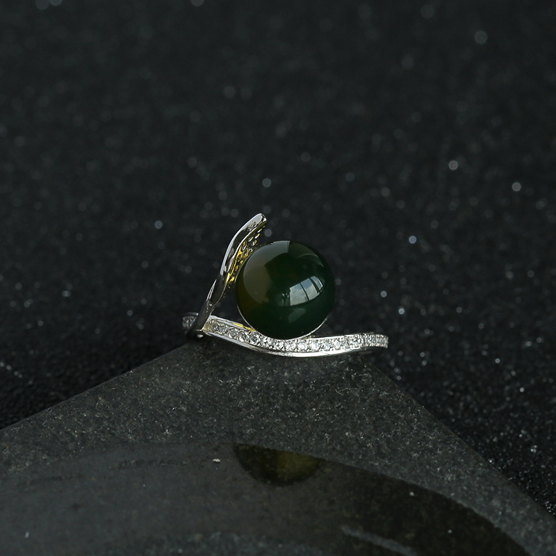 蓝珀银戒指-红掌柜