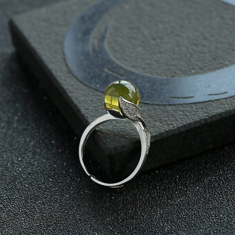 墨西哥蓝珀银戒指-红掌柜