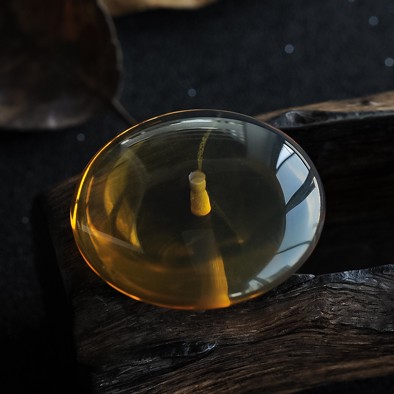 缅甸金珀平安扣挂坠-红掌柜