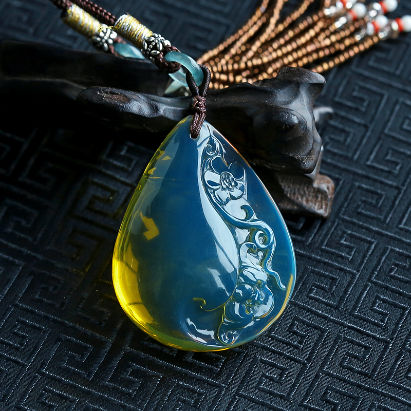 多米尼加蓝珀挂件-红掌柜