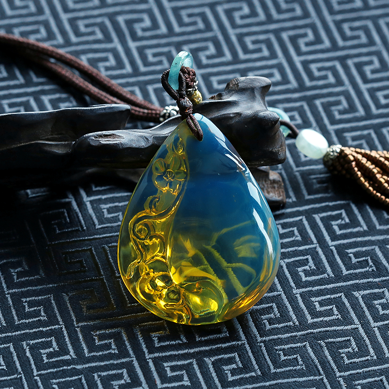 多米尼加蓝珀挂件-红掌柜