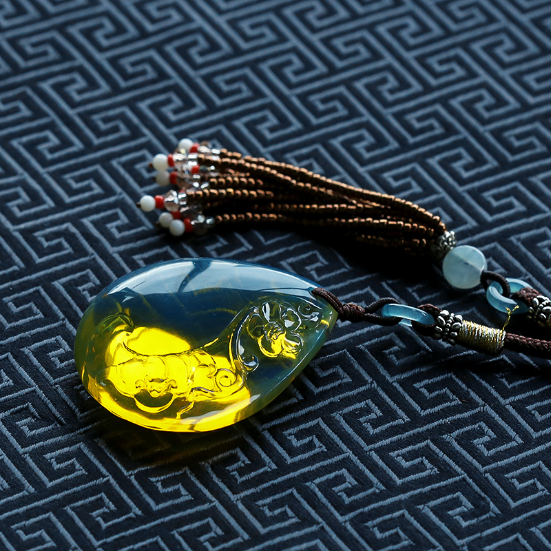 多米尼加蓝珀吊坠-红掌柜