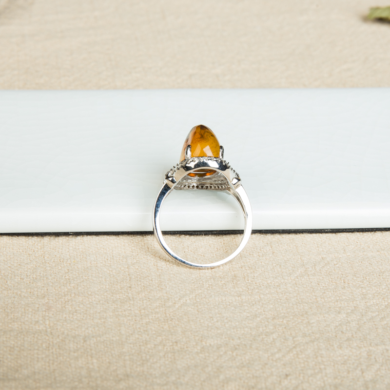 天然缅甸琥珀戒指-红掌柜