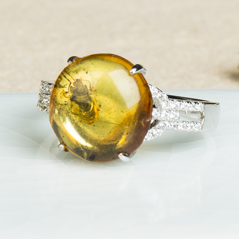 银镶缅甸琥珀戒指-红掌柜